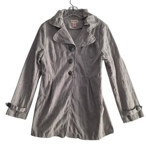 Vintage Toffee Apple Gray/Silver Jacquard Brocade Peplum Jacket Med Ruffle Coat